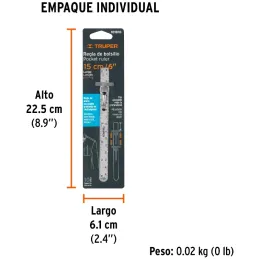 Regla de Acero Inoxidable 6" x0.5mm ClipAjustable, Truper 101810 Truper-Regla de Acero Inoxidable 6" x0.5mm ClipAjustable, Trupe