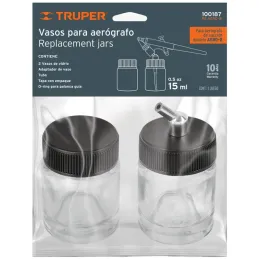 Juego de vasos de repuesto para aerógrafo 11861 AERO-8 2Piezas, Truper 100187 Truper-Juego de vasos de repuesto para aerógrafo 1