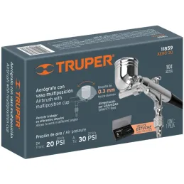 Pistolas de Pinturas 8ml Aerografica Gravedad AireFlujoControlado, AERO-30 Truper 11859 Truper-Pistolas de Pinturas 8ml Aerograf