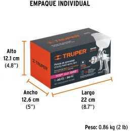 Pistolas de Pinturas Gravedad 500ml LVLP T1.4mm VB A25cm, PIPI-450 Truper 101090 Truper-Pistolas de Pinturas Gravedad 500ml LVLP