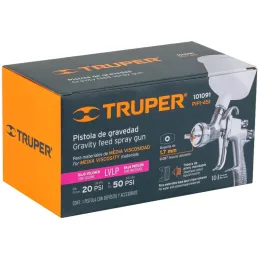 Pistolas de Pinturas Gravedad 500ml LVLP T1.7mm Vm A25cm, PIPI-451 Truper 101091 Truper-Pistolas de Pinturas Gravedad 500ml LVLP