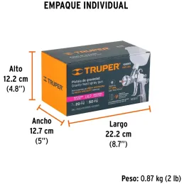 Pistolas de Pinturas Gravedad 500ml LVLP T1.7mm Vm A25cm, PIPI-451 Truper 101091 Truper-Pistolas de Pinturas Gravedad 500ml LVLP