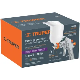 Pistolas de Pinturas Gravedad 400ml T1.4mm VB A18-25cm ControlAire, PIPI-401 Truper 101855 Truper-Pistolas de Pinturas Gravedad 