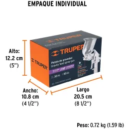 Pistolas de Pinturas Gravedad 400ml LVMP T1mm VB A18-25cm, PIPI-411 Truper 11989 Truper-Pistolas de Pinturas Gravedad 400ml LVMP