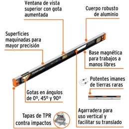 Niveles Profesionales Magneticos 36" 91cm Aluminio TPR, Truper 14628 Truper-Niveles Profesionales Magneticos 36" 91cm Aluminio T