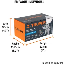Pistolas de Pinturas Gravedad 500ml HVLP T1.4mm VB A20-24cm, PIPI-440 Truper 12128 Truper-Pistolas de Pinturas Gravedad 500ml HV