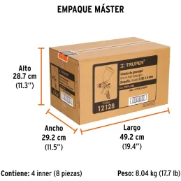 Pistolas de Pinturas Gravedad 500ml HVLP T1.4mm VB A20-24cm, PIPI-440 Truper 12128 Truper-Pistolas de Pinturas Gravedad 500ml HV