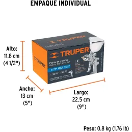 Pistolas de Pinturas Gravedad 500ml HVLP T1.7mm VM A20-24cm, PIPI-441 Truper 12129 Truper-Pistolas de Pinturas Gravedad 500ml HV