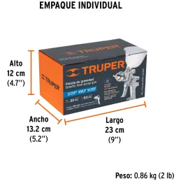Pistolas de Pinturas Gravedad 500ml HVLP T2 mm VM A20-24cm, PIPI-442 Truper 12131 Truper-Pistolas de Pinturas Gravedad 500ml HVL