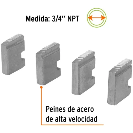 Juego de 4 Peines para Tarrajas 3/4" para T-852X, Truper 14614 Truper-Juego de 4 Peines para Tarrajas 3/4" para T-852X, Truper 1