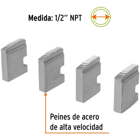 Juego de 4 Peines para Tarrajas 1/2" para T-852X, Truper 14612 Truper-Juego de 4 Peines para Tarrajas 1/2" para T-852X, Truper 1