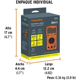Multitester MUT-36 True RMS 10A UsoGeneral Truper 100360 Truper-Multitester MUT-36 True RMS 10A UsoGeneral Truper 100360 Escala 