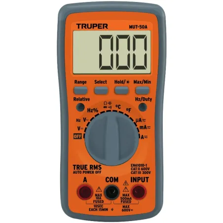 Multitester Digital Profesional MUT-50A True RMS 10A Truper 100361 Truper-Multitester Digital Profesional MUT-50A True RMS 10A T