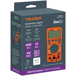 Multitester Digital Profesional MUT-50A True RMS 10A Truper 100361 Truper-Multitester Digital Profesional MUT-50A True RMS 10A T