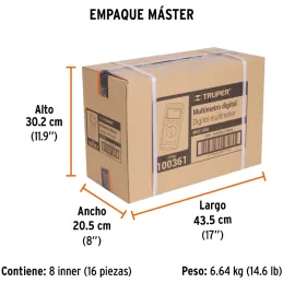 Multitester Digital Profesional MUT-50A True RMS 10A Truper 100361 Truper-Multitester Digital Profesional MUT-50A True RMS 10A T