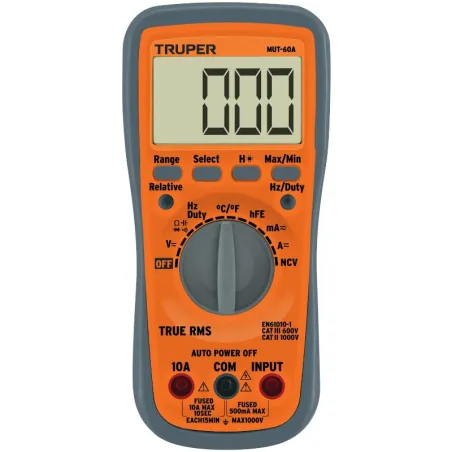 Multitester Digital Profesional NCV MUT-60A True RMS 10A Truper 100362 Truper-Multitester Digital Profesional NCV MUT-60A True R