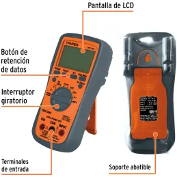 Multitester Digital Profesional NCV MUT-60A True RMS 10A Truper 100362 Truper-Multitester Digital Profesional NCV MUT-60A True R