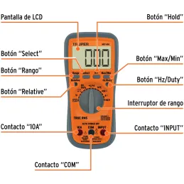 Multitester Digital Profesional NCV MUT-60A True RMS 10A Truper 100362 Truper-Multitester Digital Profesional NCV MUT-60A True R