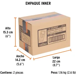 Multitester Digital Profesional NCV MUT-60A True RMS 10A Truper 100362 Truper-Multitester Digital Profesional NCV MUT-60A True R