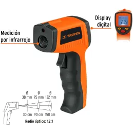 Medidor Infrarojo de Temperatura 500°C SinContacto 2AAA, Truper 18229 Truper-Medidor Infrarojo de Temperatura 500°C SinContacto 