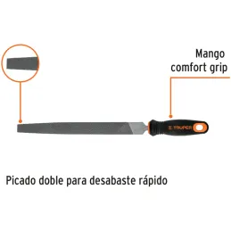 Limas Planas Bastardas 10" x1x5/16" MConfortGrip, Truper 11237 Truper-Limas Planas Bastardas 10" x1x5/16" MConfortGrip, Truper 1