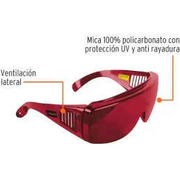 Lentes para Laser Rojo Policarbonato UV, Truper 10757 Truper-Lentes para Laser Rojo Policarbonato UV, Truper 10757 Mica 100% pol