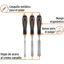 Juego de Formones 3 Piezas x100mm ComfortGrip, Truper 17759 Truper-Juego de Formones 3 Piezas x100mm ComfortGrip, Truper 17759 F