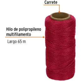 Hilos para albañil 65m 3Cabos ColorRojo, Truper 14046 Truper-Hilos para albañil 65m 3Cabos ColorRojo, Truper 14046 Hilo de polip