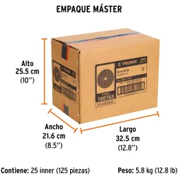 Discos de Lija 7" G120 RespaldoFibra 5Piezas D7/8 OAluminio, Truper 100163 Truper-Discos de Lija 7" G120 RespaldoFibra 5Piezas D