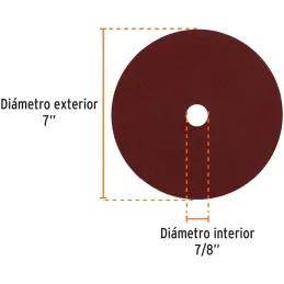 Discos de Lija 7" G80 RespaldoFibra 5Piezas D7/8 OAluminio, Truper 100162 Truper-Discos de Lija 7" G80 RespaldoFibra 5Piezas D7/