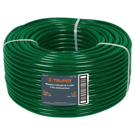  Mangueras 1/2" x100m 3Capas Reforzadas Truper 19857 133.050847 Manguera Reforzadas 3 CAPAS 1/2" Espesor 1.7mm, Pres Max Reventa