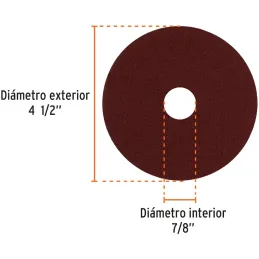 Discos de Lija 4-1/2" G120 RespaldoFibra 5Piezas D7/8 OAluminio, Truper 100128 Truper-Discos de Lija 4-1/2" G120 RespaldoFibra 5