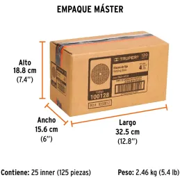 Discos de Lija 4-1/2" G120 RespaldoFibra 5Piezas D7/8 OAluminio, Truper 100128 Truper-Discos de Lija 4-1/2" G120 RespaldoFibra 5