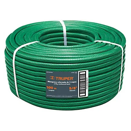  Mangueras 5/8" x100m 3Capas Reforzadas Truper 19858 211.016949 Manguera Reforzadas 3 CAPAS 5/8" Espesor 2.1mm, Pres Max Reventa