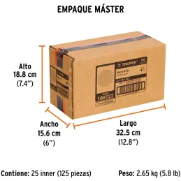 Discos de Lija 4-1/2" G80 RespaldoFibra 5Piezas D7/8 OAluminio, Truper 100127 Truper-Discos de Lija 4-1/2" G80 RespaldoFibra 5Pi