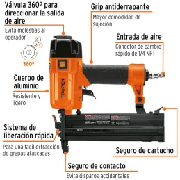 Clavadoras y Engrapadoras Neumaticas Calibre 18 E/14, Truper 100779 Truper-Clavadoras y Engrapadoras Neumaticas Calibre 18 E/14,