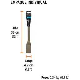 Cinceles SDS Plus Cincel Azulejo 1-1/2" x27cm AC para RotoMartillos, Truper 13925 Truper-Cinceles SDS Plus Cincel Azulejo 1-1/2"