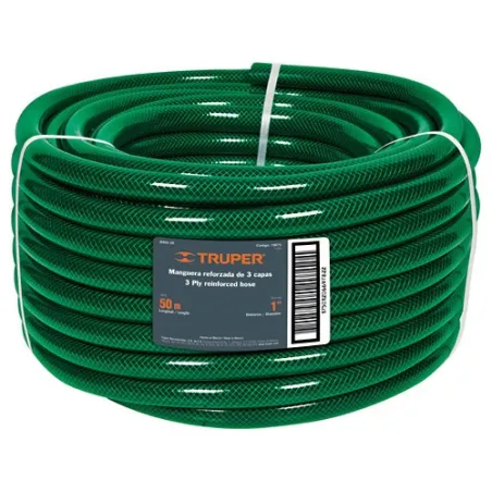  Mangueras 1" x50m 3Capas Reforzadas Truper 19857 224.576271 Manguera Reforzadas 3 CAPAS 1" Espesor 3.4mm, Pres Max Reventar 199