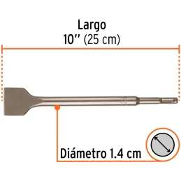 Cinceles SDS Plus Plano Grueso 1-1/2" 25cm AC para RotoMartillos, Truper 12097 Truper-Cinceles SDS Plus Plano Grueso 1-1/2" 25cm