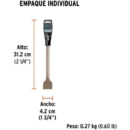 Cinceles SDS Plus Plano Grueso 1-1/2" 25cm AC para RotoMartillos, Truper 12097 Truper-Cinceles SDS Plus Plano Grueso 1-1/2" 25cm