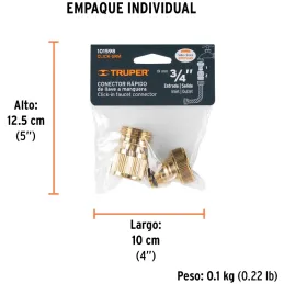 Conectores Rapidos Sistema Click E3/4 2Piezas, Truper 101598 Truper-Conectores Rapidos Sistema Click E3/4 2Piezas, Truper 101598