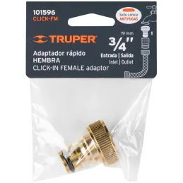 Conector Sistema Click Hembra E3/4, Truper 101596 Truper-Conector Sistema Click Hembra E3/4, Truper 101596 Fabricado en latón só
