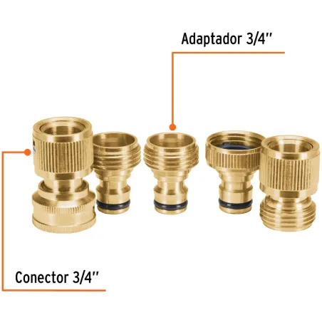 Juego de Conectores Rapidos Sistema Click E3/4 5Piezas, Truper 101600 Truper-Juego de Conectores Rapidos Sistema Click E3/4 5Pie