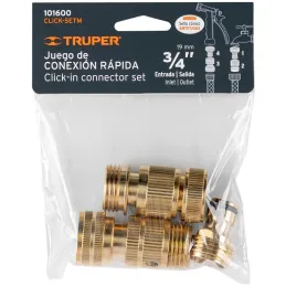Juego de Conectores Rapidos Sistema Click E3/4 5Piezas, Truper 101600 Truper-Juego de Conectores Rapidos Sistema Click E3/4 5Pie