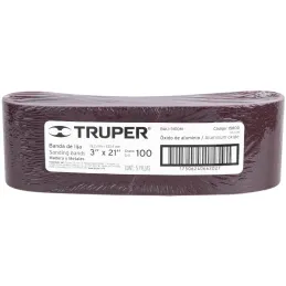 Lijas de Banda G100 3x21" x5u OAluminio Truper 15800 Truper-Lijas de Banda G100 3x21" x5u OAluminio Truper 15800 Fabricado en óx