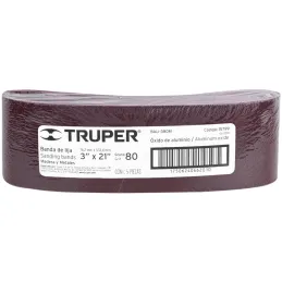Lijas de Banda G80 3x21" x5u OAluminio Truper 15799 Truper-Lijas de Banda G80 3x21" x5u OAluminio Truper 15799 Fabricado en óxid