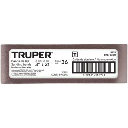 Lijas de Banda G60 3x21" x5u OAluminio Truper 15797 Truper-Lijas de Banda G60 3x21" x5u OAluminio Truper 15797 Fabricado en óxid