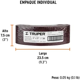 Lijas de Banda G36 3x21" x5u OAluminio Truper 15775 Truper-Lijas de Banda G36 3x21" x5u OAluminio Truper 15775 Fabricado en óxid