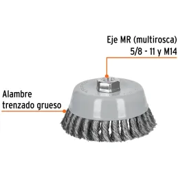 Cardas Copa 5" Trenzado Grueso MultiRosca Truper 100856 Truper-Cardas Copa 5" Trenzado Grueso MultiRosca Truper 100856 Fabricada