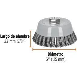 Cardas Copa 5" Trenzado Grueso MultiRosca Truper 100856 Truper-Cardas Copa 5" Trenzado Grueso MultiRosca Truper 100856 Fabricada